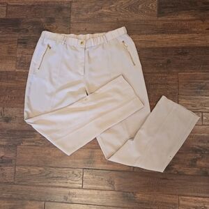 Calvin Klein Tan 100% Polyester Womens Pant With Roll Up Convertible Legs Large
